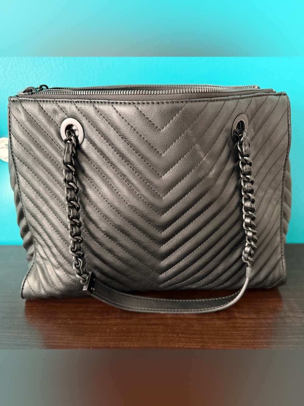 Aldo Women's Black Quilted Chain-Handle Tote